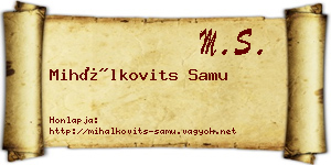 Mihálkovits Samu névjegykártya